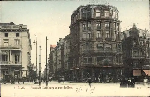 Ak Liège Lüttich Wallonien, Place St-Lambert et rue de Bex