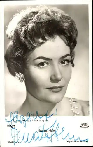 Ak Schauspielerin Renate Holm, Portrait, Herzog Film, Autogramm