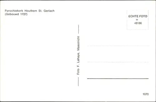 Ak Houthem Limburg Niederlande, Parochiekerk St. Gerlach, Gebouwd 1727, Innenansicht