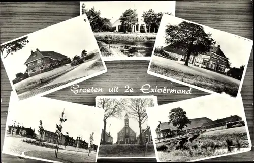 Ak Tweede 2e Exloërmond Drenthe Niederlande, Gebäude, Platz, Kirche, Bauernhof, Teich