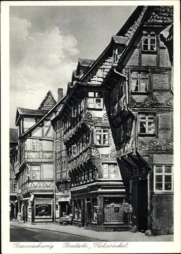 Ak Braunschweig in Niedersachsen, Breite Straße, Flohwinkel, Häuser Außenansicht