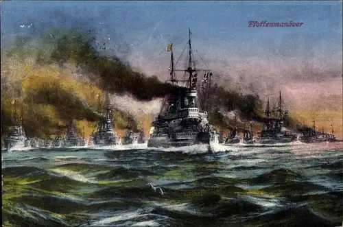 Ak Deutsche Kriegsschiffe, Flottenmanöver