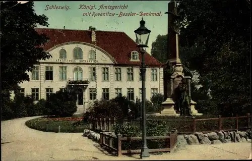 Ak Schleswig, Königliches Amtsgericht, Reventlow Beseler Denkmal