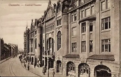 Ak Chemnitz in Sachsen, Central-Theater, Außenansicht