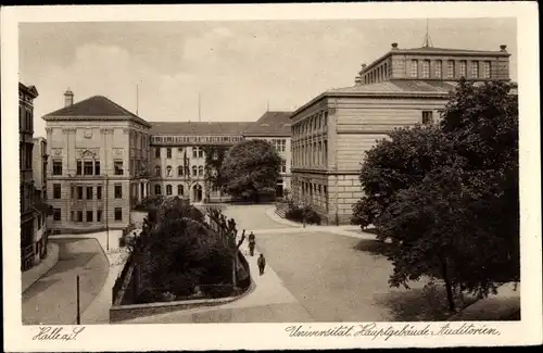 Mondschein Ak Halle an der Saale, Universität Hauptgebäude, Auditorien