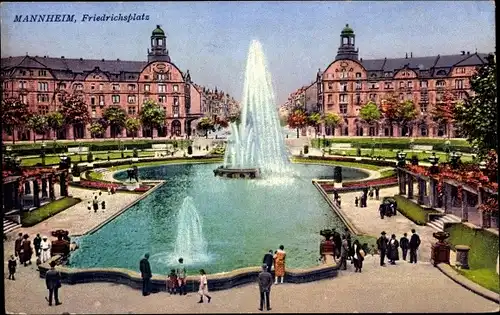 Ak Mannheim in Baden, Friedrichsplatz, Springbrunnen