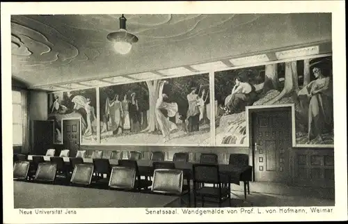 Ak Jena in Thüringen, Neue Universität, Senatssaal, Wandgemälde von Prof. L. von Hofmann