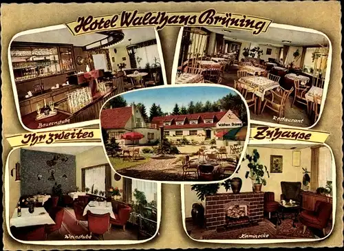 Ak Bad Lippspringe in Westfalen, Hotel Waldhaus Brüning, Kaminecke, Bauernstube, Weinstube