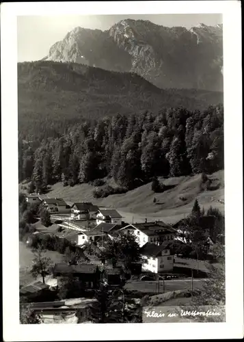 Foto Ak Klais Krün Oberbayern, Panorama mit Wetterstein