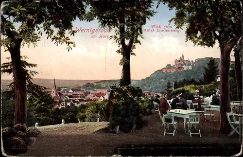 Ak Wernigerode am Harz, Blick vom Hotel Lindenberg