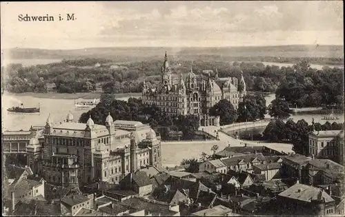 Ak Schwerin in Mecklenburg, Schloss, Panorama