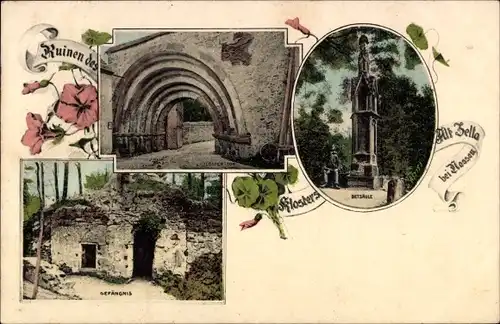 Ak Alt Zella Nossen in Sachsen, Ruinen des Klosters, Betsäule, Gefängnis