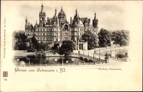 Ak Schwerin in Mecklenburg, Großherzogliches Schloss, Seeseite, Brücke