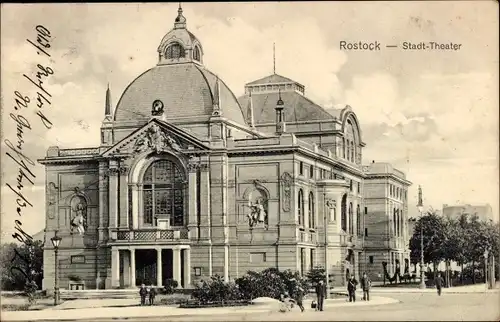 Ak Hansestadt Rostock, Stadttheater, Außenansicht