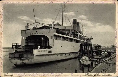 Ak Sassnitz auf Rügen, Schwedenfähre Preussen