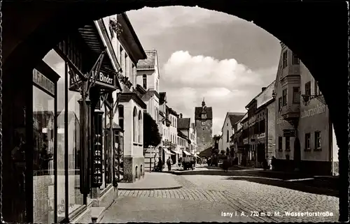 Ak Isny im Allgäu Baden Württemberg, Wassertorstraße, Geschäft J.F. Binder