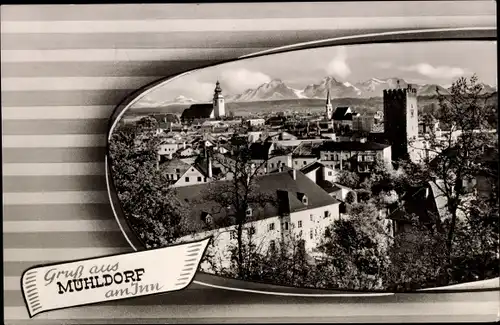 Ak Mühldorf am Inn Oberbayern, Panorama, Kirchturm