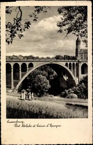 Ak Luxemburg Luxembourg, Pont Adolphe et Caisse d'Epargne