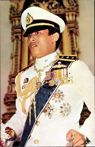 Ak Thailand, Crown Prince Vajira Long Korn, Portrait in Uniform, Orden