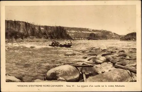 Ak Missions d'Extrême Nord Canadien, Remonte d'un rapide sur la rivière Athabaska