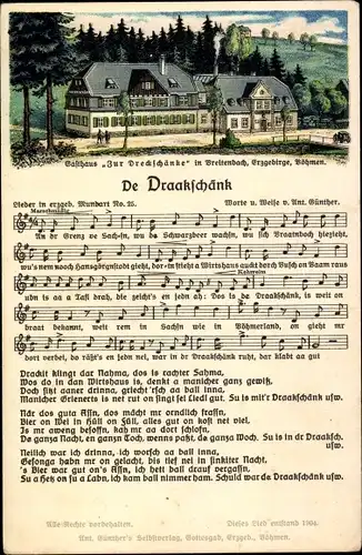 Lied Ak Da Draakschänk, Erzgebirgische Mundart Nr. 25, Gasthaus Dreckschänke in Breitenbach