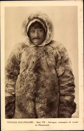Ak Missions Esquimaudes, Sirk'oguar, compagnon de voyage du Missionnaire, Eskimo, Pelzmantel