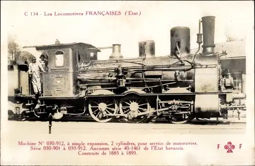 Ak Französische Eisenbahn, Etat, Dampflok, Tender 030 912