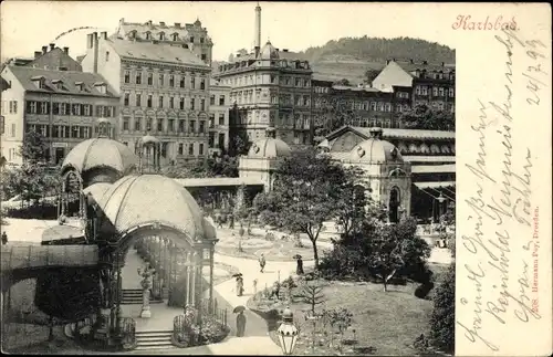 Ak Karlovy Vary Karlsbad Stadt, Stadtansicht, Park, Kurhaus