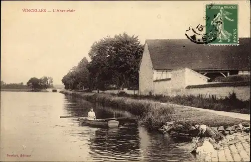 Ak Vincelles Yonne, L'Abreuvoir