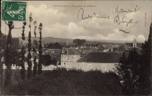 Ak Vincelles Yonne, Vue prise du Château