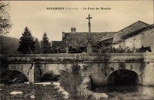 Ak Selongey Cote d'Or, Le Pont du Moulin