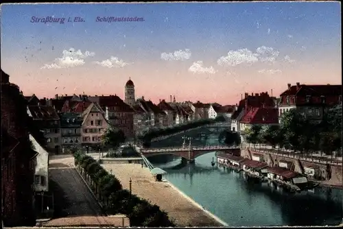 Ak Strasbourg Straßburg Elsass Bas Rhin, Schiffleutstaden