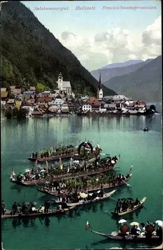 Ak Hallstatt im Salzkammergut Oberösterreich, Fronleichnamsprozession