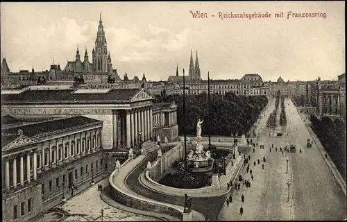 Ak Wien 1 Innere Stadt, Reichsratsgebäude mit Franzensring