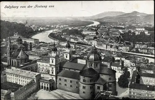 Ak Salzburg in Österreich, Panorama von der Festung aus