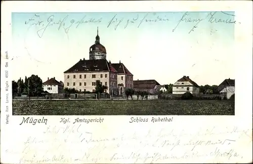 Leuchtfenster Ak Mügeln in Sachsen, Königliches Amtsgericht, Schloss Ruhethal