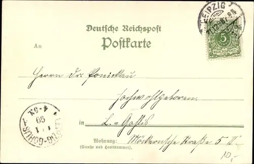 Litho Leipzig in Sachsen, Augustusplatz, Mendebrunnen