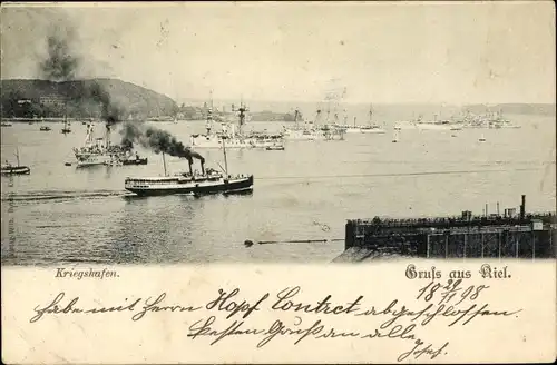Ak Kiel in Schleswig Holstein, Deutsche Kriegsschiffe im Kriegshafen