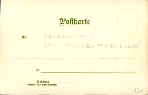 Künstler Litho Frank, Raoul, Deutsche Kriegsschiffe, Panzergeschwader, Kaiserliche Marine