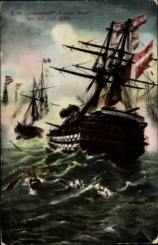 Ak Österreichisches Kriegsschiff, SMS Kaiser Max, Linienschiff, Segelschiff