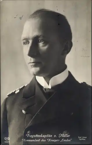 Ak Fregattenkapitän Karl von Müller, Kommandant der SMS Emden, Portrait