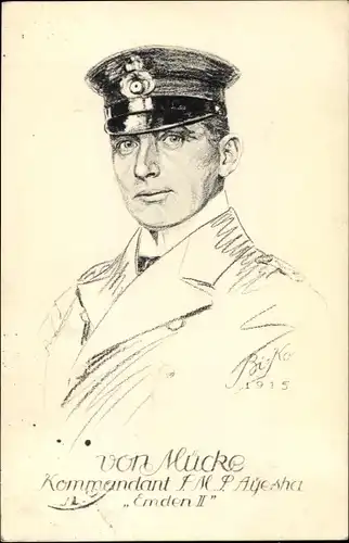 Künstler Ak Kommandant der SMS Ayesha, Hellmuth von Mücke