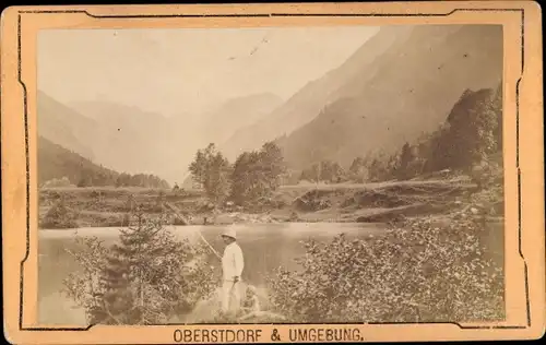 Foto Oberstdorf im Oberallgäu und Umgebung, Mann und Kind an einem See, 1887