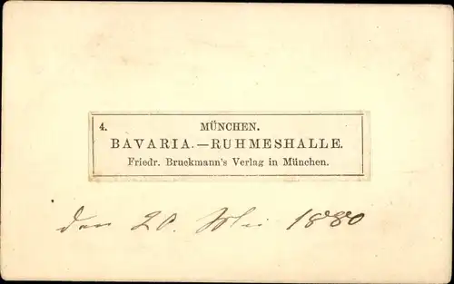 Foto München Bayern, Bavaria vor der Ruhmeshalle, 1880