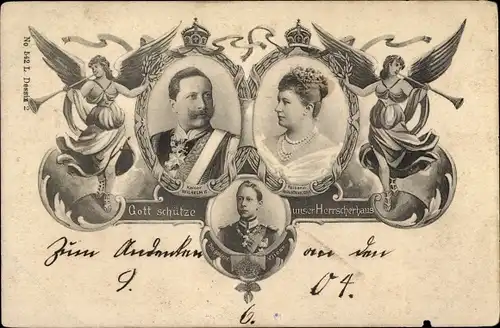 Ak Kaiser Wilhelm II., Kaiserin Auguste Viktoria, Kronprinz Wilhelm, Portrait
