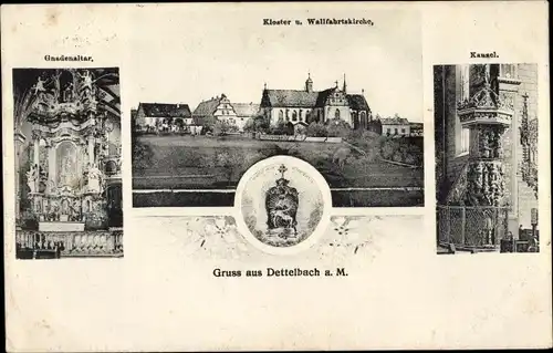 Ak Dettelbach am Main Unterfranken, Kloster und Wallfahrtskirche, Gnadenaltar