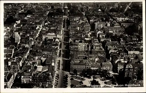 Ak Mannheim in Baden, Blick auf den Ort, Fliegeraufnahme