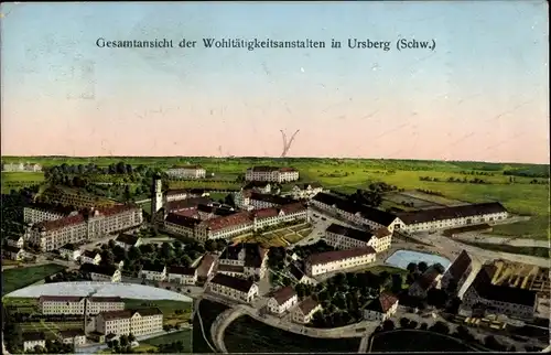 Ak Ursberg in Schwaben, Gesamtansicht der Wohltätigskeitsanstalten