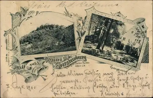 Ak Baden Baden am Schwarzwald, Ruine Ebersteinburg, Restaurationshof