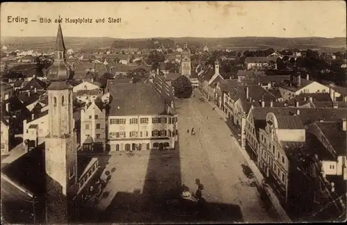 Ak Erding in Oberbayern, Blick auf Hauptplatz und Stadt